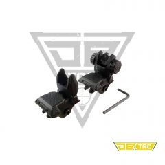 DB TAC Tactical Polymer Picatinny Rail Weaver Rail Front And Rear AR Flip Up Sight Set Black Color