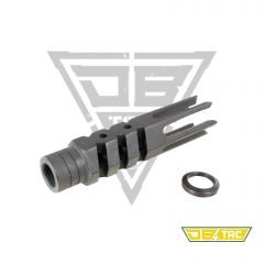 DB TAC 1/2x28 TPI Thread Competition Muzzle Brake For .22LR .223 5.56 – 6 Prong Steel Compensator w/ Crush Washer