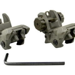 DB TAC Tactical Polymer Picatinny Rail Weaver Rail Front And Rear AR Flip Up Sight Set OD Green Color