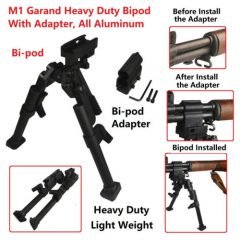 DB TAC All Aluminum Heavy Duty Bipod and Adapter Combo Picatinny/Weaver Mount For M1 Garand