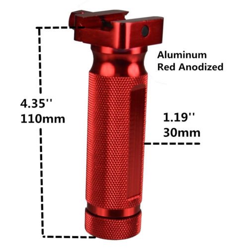 DB TAC 4.35 Inch Red Anodized Aluminum Vertical Foregrip Forward Fore Handle Grip Knurled Storage Picatinny Rail/Weaver Rail - Image 2