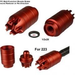 DB TAC Red Color Muzzle Brake 1/2x28 TPI Thread 2PC Multi-Function Compensator Sound Reducer For CMMG 5.7x28