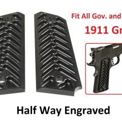 DB TAC Black Skeleton Black Anodized Aluminum Grips Cover Fit 1911 Gov. and Clones