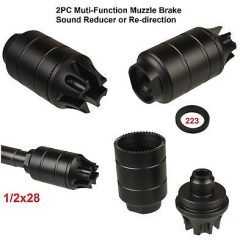 DB TAC Black Color Muzzle Brake 1/2x28 TPI Thread 2PC Multi-Function Compensator Sound Reducer For .22LR/.223/5.56