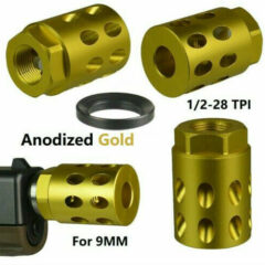 DB TAC Aluminum 1/2''×28 TPI Thread Muzzle Brake Compensator For 9mm Gold Color