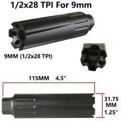 DB TAC 1/2x28 TPI Thread Linear Compensator 9mm Aluminum Black 4.5 inch Muzzle Brake