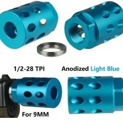DB TAC Aluminum 1/2''×28 TPI Thread Muzzle Brake Compensator For 9mm Light Blue Color