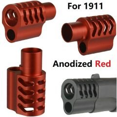 DB TAC Muzzle Brake Compensator For 1911 .45 ACP .38 and 9mm Aluminum Anodized Red Color