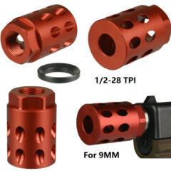 DB TAC Aluminum 1/2''x28 TPI Thread Muzzle Brake Compensator For 9mm Red Color