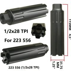 DB TAC Low Concussion Muzzle Brake Compensator 4.5 Inch Extra Long 1/2''x28 TPI Thread For .22LR/.223/5.56