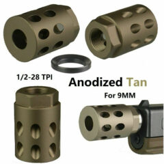DB TAC Aluminum 1/2''×28 TPI Thread Muzzle Brake Compensator For 9mm Tan Color