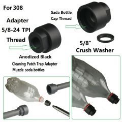 DB TAC 5/8''x24 TPI Thread Cleaning Patch Trap Adapter Muzzle Soda Pop Bottles Black For .308