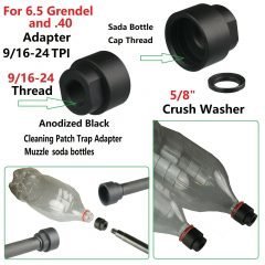 DB TAC 9/16''x24 TPI Thread Cleaning Patch Trap Adapter Muzzle Soda Pop Bottles For 6.5 Grendel & .40