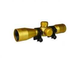 DB TAC Gold Color Hunting Tactical 4x32 Mil-Dot Compact Scope With Picatinny/Weaver Rails Rings Rifle Shotgun Target