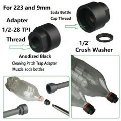 DB TAC 1/2x28 TPI Thread Cleaning Patch Trap Adapter Muzzle Soda Pop Bottles Black For .223 / 5.56 / 9mm