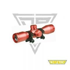 DB TAC Red Color Hunting Tactical 4x32 Mil-Dot Compact Scope With Picatinny/Weaver Rails Rings Rifle Shotgun Target