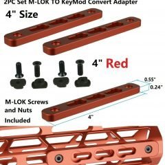 DB TAC 2PC Set 4 Inch Red Anodized M-LOK to KeyMod Rail Section Converter Adapter Mount