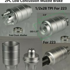 DB TAC Silver Color Muzzle Brake 1/2×28 TPI Thread Red 2PC Multi-Function Compensator Sound Reducer For CMMG 5.7x28
