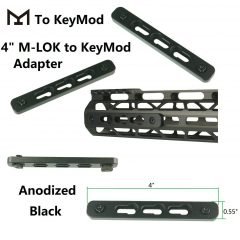 DB TAC 4 Inch Black Anodized M-LOK to KeyMod Rail Section Converter Adapter Mount