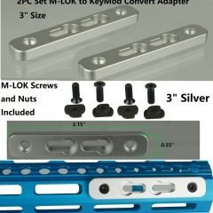 DB TAC 2PC Set 3 Inch Silver M-LOK to KeyMod Rail Section Convert Adapter