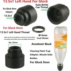 DB TAC 13.5x1LH TPI Thread Cleaning Patch Trap Adapter Muzzle Soda Pop Bottles Black 9mm