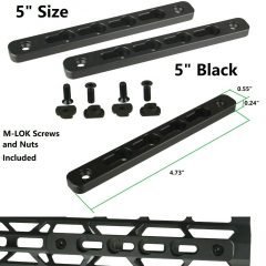DB TAC 2PC Set 5 Inch Black Anodized M-LOK to KeyMod Rail Section Converter Adapter Mount