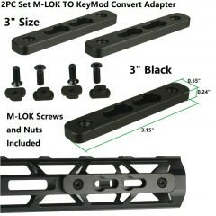 DB TAC 2PC Set 3 Inch Black M-LOK to KeyMod Rail Section Convert Adapter