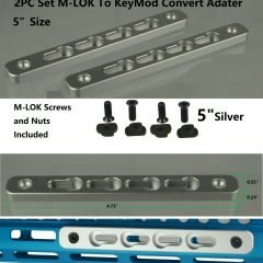 DB TAC 2PC Set 5 Inch Silver Anodized Color M-LOK to KeyMod Rail Section Converter Adapter Mount