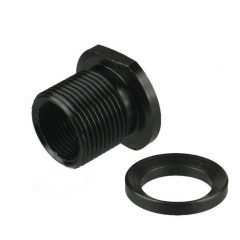 DB TAC 1/2x28 to 5/8x24 Thread Adapter Steel Black w/ Crush Washer Short Compact