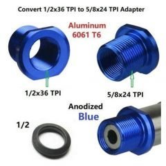 DB TAC Thread Convert Adapter 1/2''x36 TPI Thread to 5/8''x24 TPI Thread Anodized Blue Color Aluminum