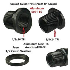 DB TAC Thread Convert Adapter 1/2''x36 TPI Thread to 5/8''x24 TPI Thread Aluminum Black Color