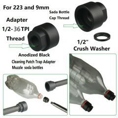 DB TAC 1/2''×36 TPI Thread Cleaning Patch Trap Adapter Muzzle Soda Pop bottles Black For 223 & 9mm
