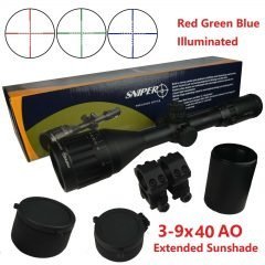 DB TAC 3-9X40 AO Scope RGB Illuminated Sunshad,Heavy Duty Ring For Picatinny/Weaver Rail