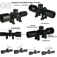 DB TAC Compact 3-9x42 Red and Green Illuminated Scope With Rings For Picatinny/Weaver Mount With Thumb Screws