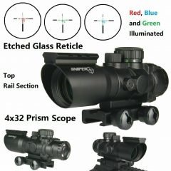 DB TAC 4X32 Len Etched Glass Compact Scope Red Blue and Green Illuminated Prism