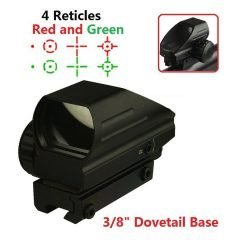 DB TAC Red / Green Color Reflex Sight – 4 Reticles with 3/8 Inch Dovetail Mount