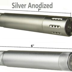 DB TAC 1/2×28 TPI Thread 7 Inch Muzzle Brake and 6 Inch Aluminum Silver Color Faux Can Slip Over Barrel For .22LR/.223/5.56 Caliber