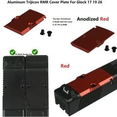 DB TAC Red Color Aluminum RMR Cut Mounting Plate for GLOCK Slide, Aluminum RMR Cover Plate
