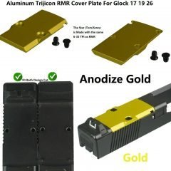 DB TAC Gold Color Aluminum RMR Cut Mounting Plate for GLOCK Slide, Aluminum RMR Cover Plate