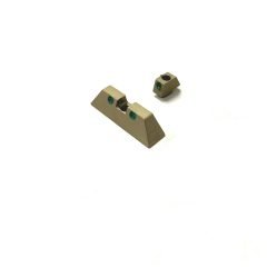 DB TAC Aluminum Tan Front and Rear Sight 6.5 mm Green Dot for GLOCK 17, 19, 22, 23, 24, 26, 27, 31, 34, 35