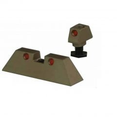 DB TAC Aluminum Tan Front and Rear Sight 6.5 mm Red Dot for GLOCK 17, 19, 22, 23, 24, 26, 27, 31, 34, 35
