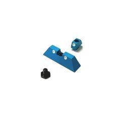 DB TAC Aluminum Blue Front and Rear Sight 6.5 mm White Dot for GLOCK 17, 19, 22, 23, 24, 26, 27, 31, 34, 35