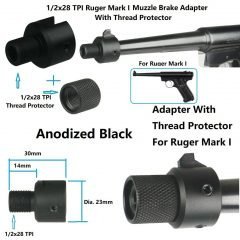 DB TAC Muzzle Brake For Ruger .22 Mark I Adapter With Thread Protector 1/2x28 TPI Thread Black Color