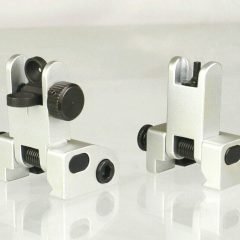 DB TAC Aluminum Silver Color Iron Sights Front and Rear Flip Up For Picatinny/Weaver Rail