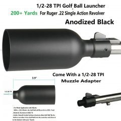 DB TAC Golf Ball Launcher For Ruger 1022 10/22 Single Action Revolver,200+ Yard, Anodized Black Color