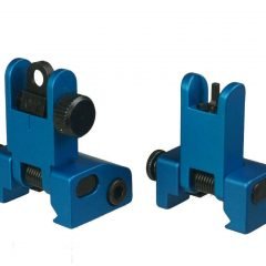 DB TAC Aluminum Blue Color Iron Sights Front and Rear Flip Up For Picatinny/Weaver Rail
