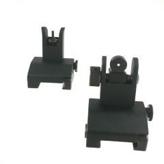DB TAC Aluminum Black Color Iron Sights Front and Rear Flip Up For Picatinny/Weaver Rail