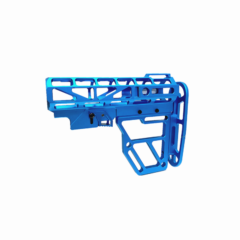 DB TAC Light Blue Color Anodized Skeleton Fin 6 Position Buttstock Clamp For Mil-Spec 6 Position Tube