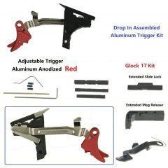DB TAC Lower Parts Kit for GLOCK 17, Gen 1-3, and P80 With Adjustable Red Trigger, Extended Release and Slide Lock