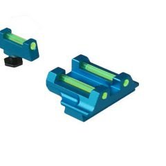 DB TAC Blue Aluminum Front and Rear Sight 6.5mm with Green Fiber Optic for GLOCK 17, 19, 22, 23, 24, 26, 27, 31, 34, 35, and 42, 43, 43X Slim Slide
